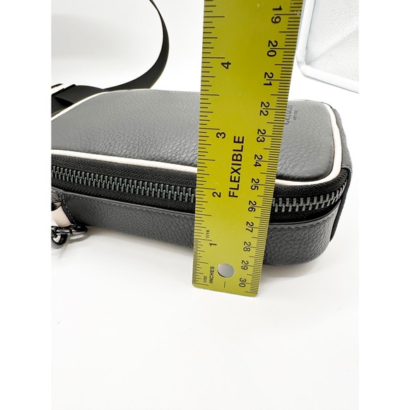 COACH CP180 Stanton Crossbody Pebble Leather Bag Black/Chalk/Gunmetal - Picture 11 of 11